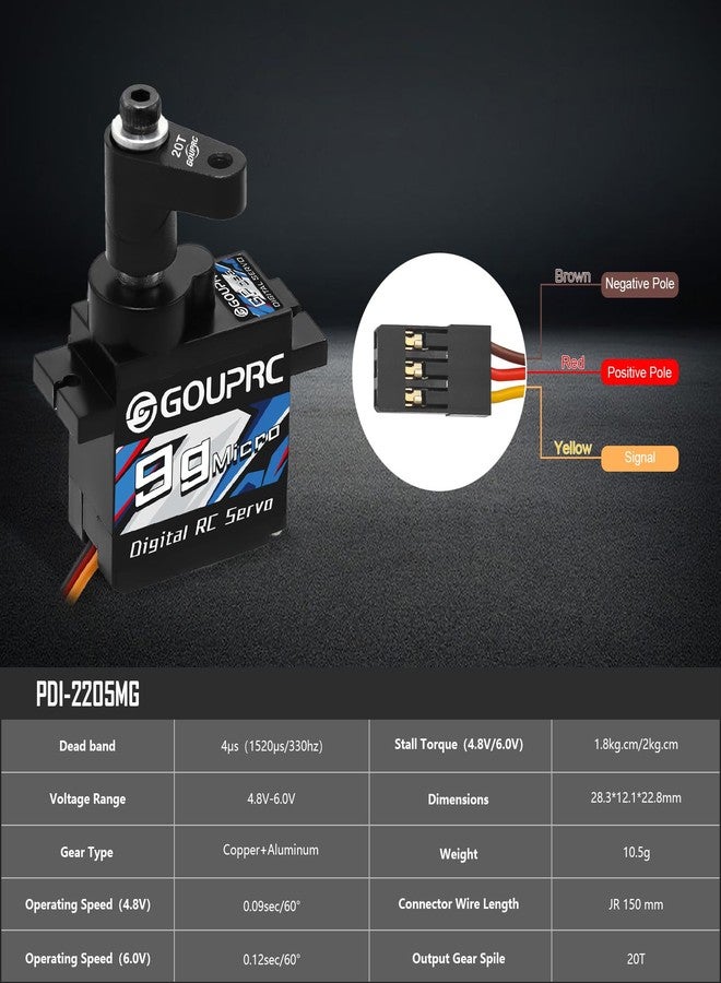 سيرفو رقمي صغير GOUPRC 9G ذو تروس معدنية لسيارات ARRMA Granite وGROM Typhon بمقياس 1/18 وGROM Mini Mojave وGROM 1/14 RC، قطع غيار سيرفو مطورة مع ذراع سيرفو 20T أسود - Image 3